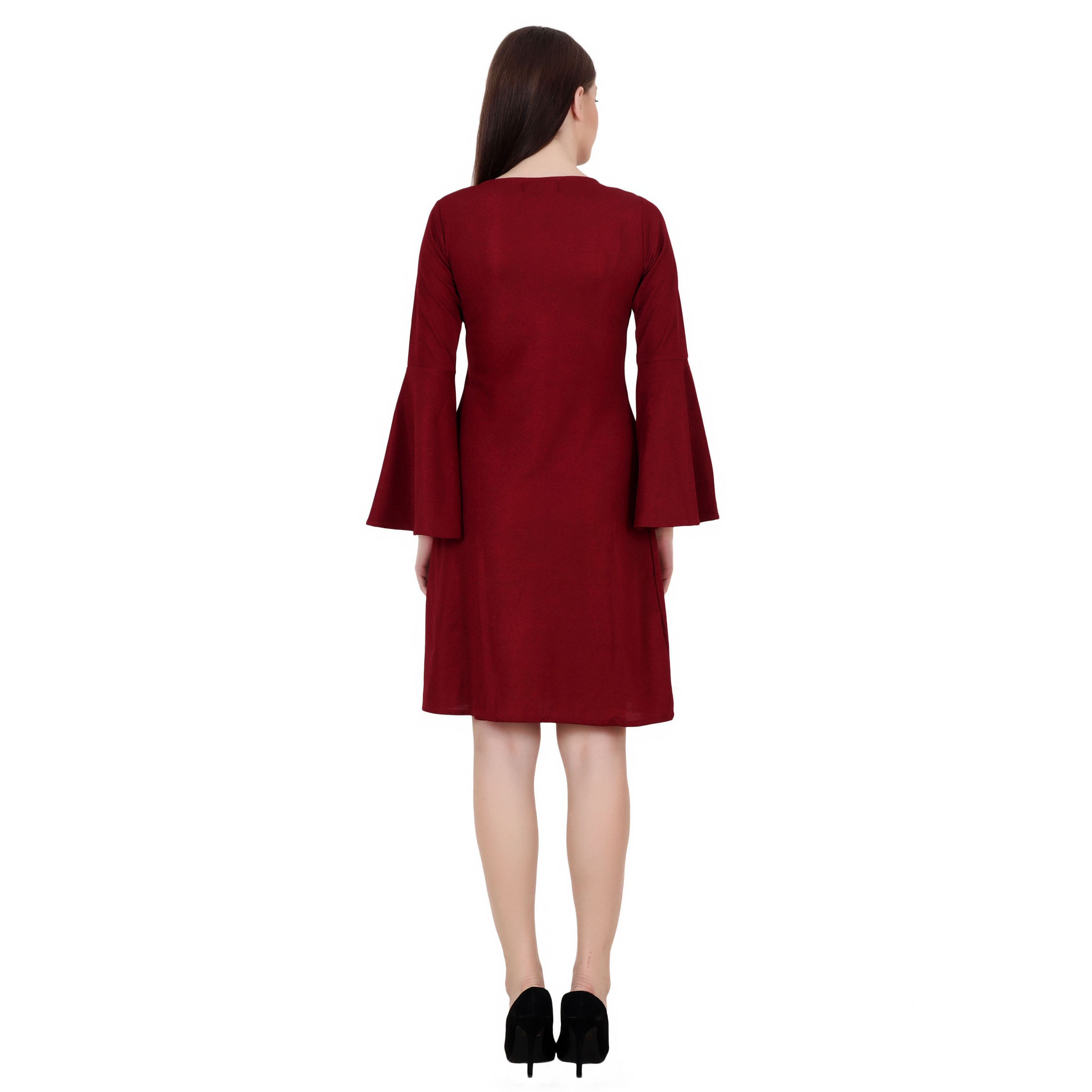 WINE BELL SLEEVE FLARED MIDI
